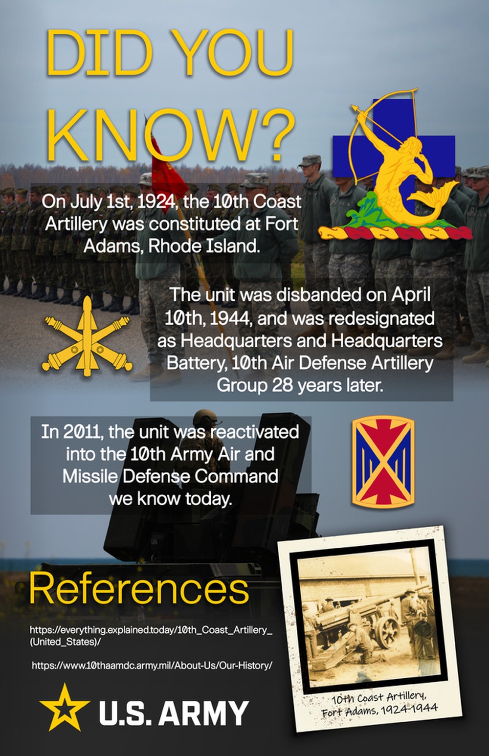 10th Coast Artillery History Infographic