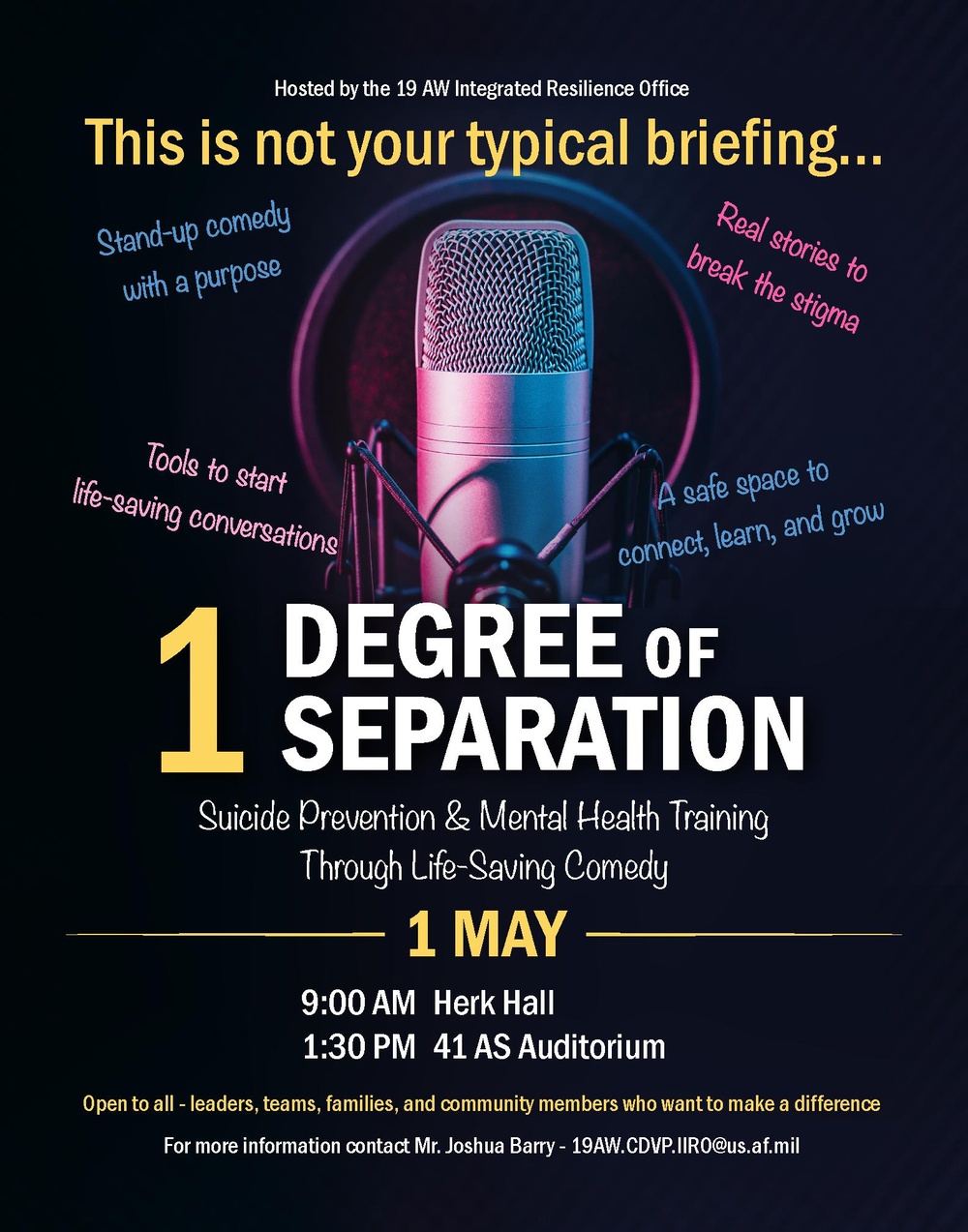 "1 Degree of Separation" graphic promotes suicide prevention training at Little Rock AFB