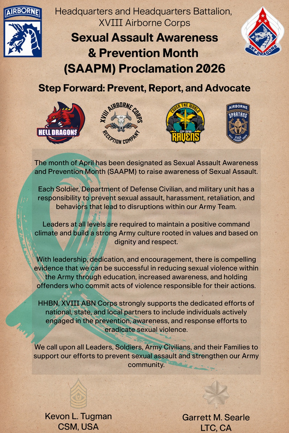 Sexual Assault Awareness and Prevention Month (SAAPM) Proclamation Poster