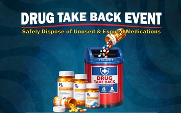 Drug Take Back Event graphic promotes safe medication disposal at Little Rock AFB