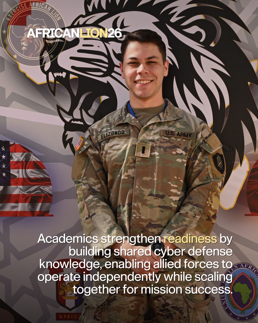 US Army 1st Lt. Mason Elizondo teaches cyber defense during African Lion 26 academics