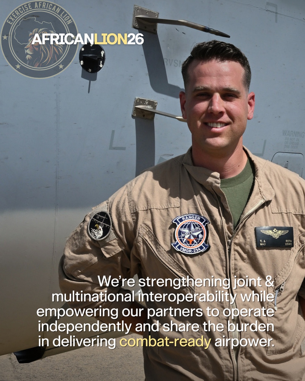 US Marine Corps Maj. TJ Roth participates in African Lion 26 logistic resupply