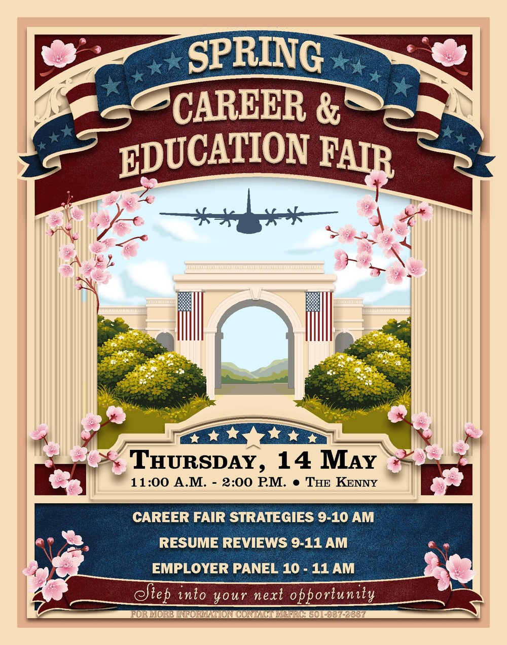 Spring Career and Education Fair graphic highlights employment and academic opportunities around Little Rock AFB