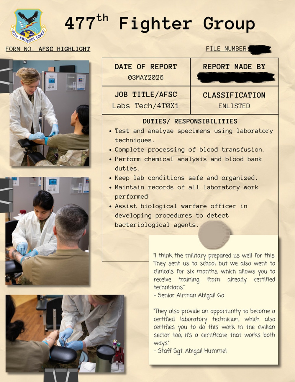 477th Fighter Group laboratory technician highlight