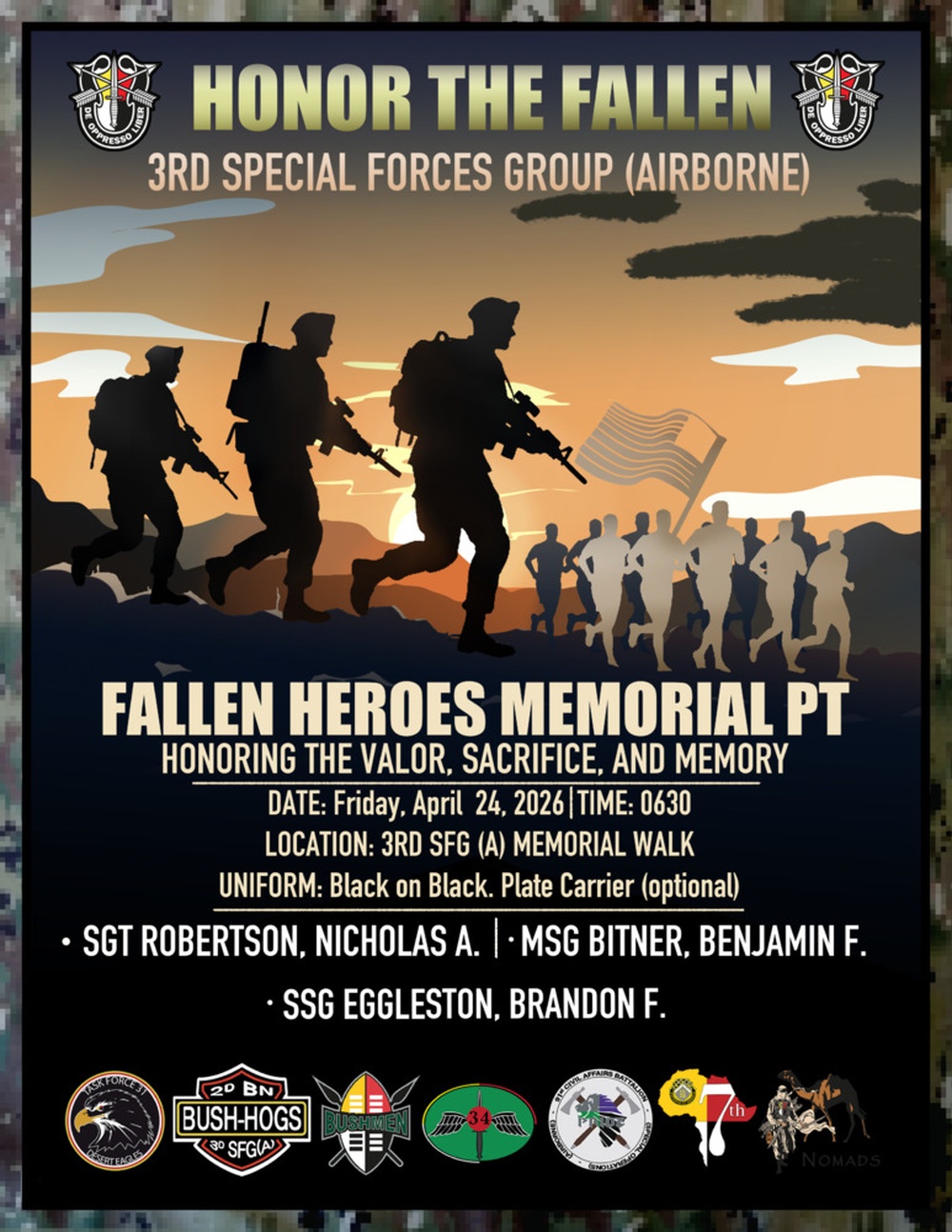 Monthly workout honors 3 fallen 3rd SFG(A) Soldiers