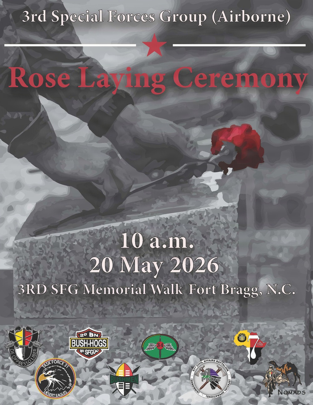 3rd Special Forces Group (Airborne) to host annual rose laying ceremony at Fort Bragg