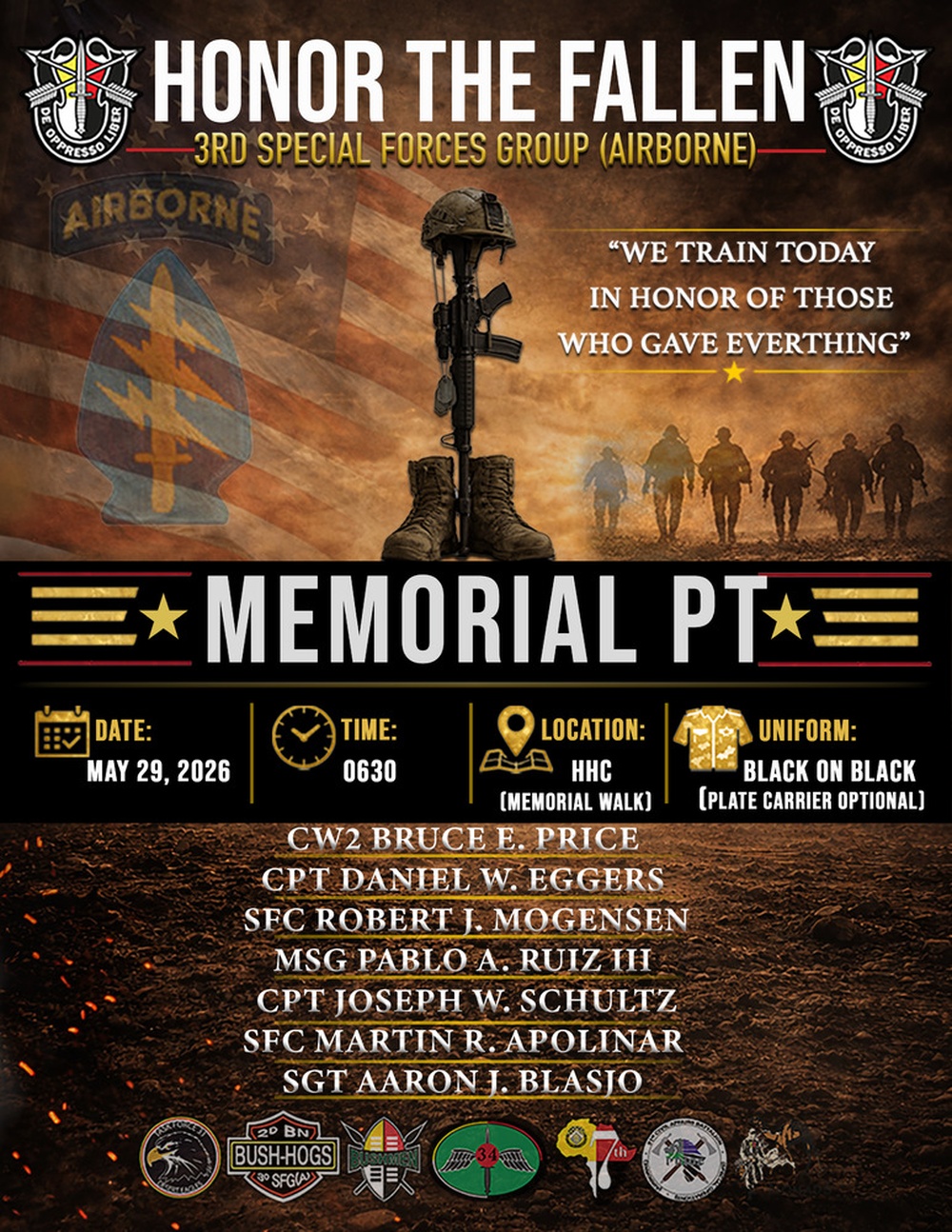 Monthly workout honors 7 fallen 3rd SFG (A) Soldiers