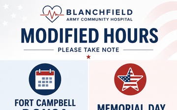 Memorial Day Modified Hours of Operation