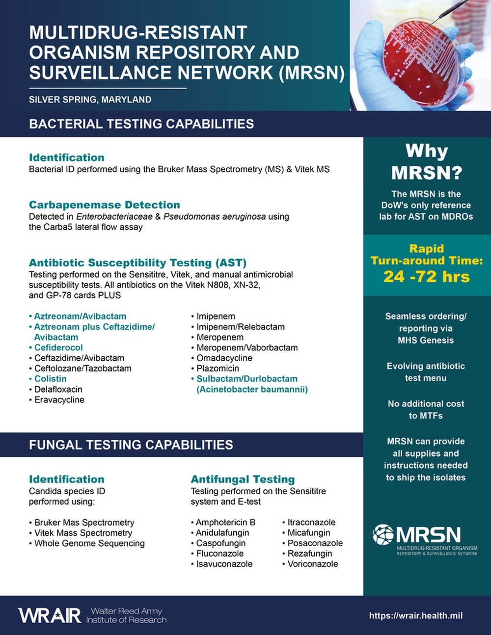 Multidrug-Resistant Organism Repository and Surveillance Network (MRSN)-Hospital One-Pager