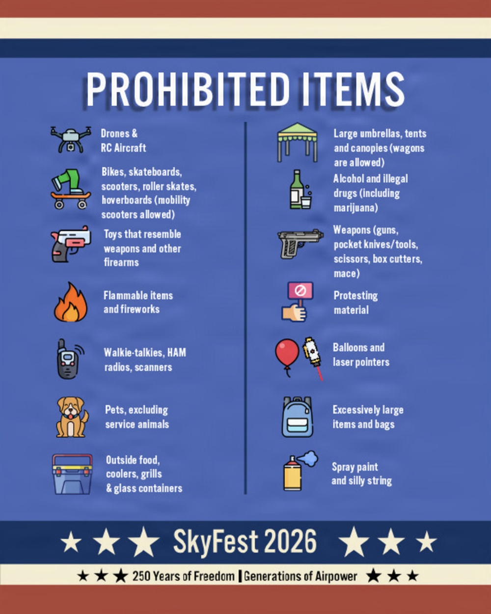 SkyFest 2026 prohibited items