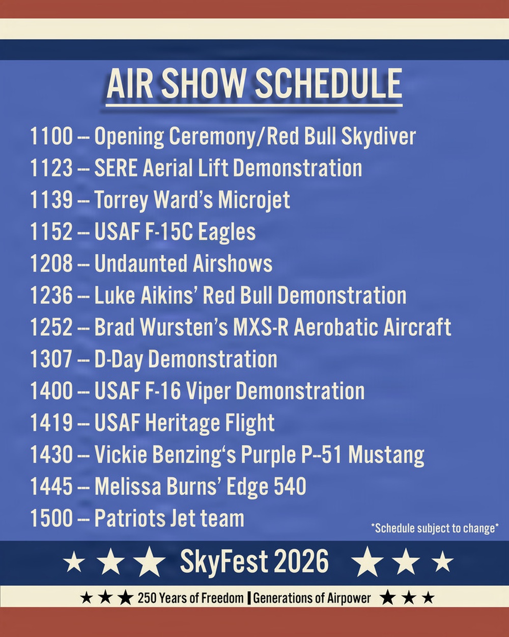 SkyFest 2026 schedule