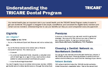 One Pager: Understanding the  TRICARE Dental Program