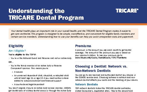 One Pager: Understanding the  TRICARE Dental Program