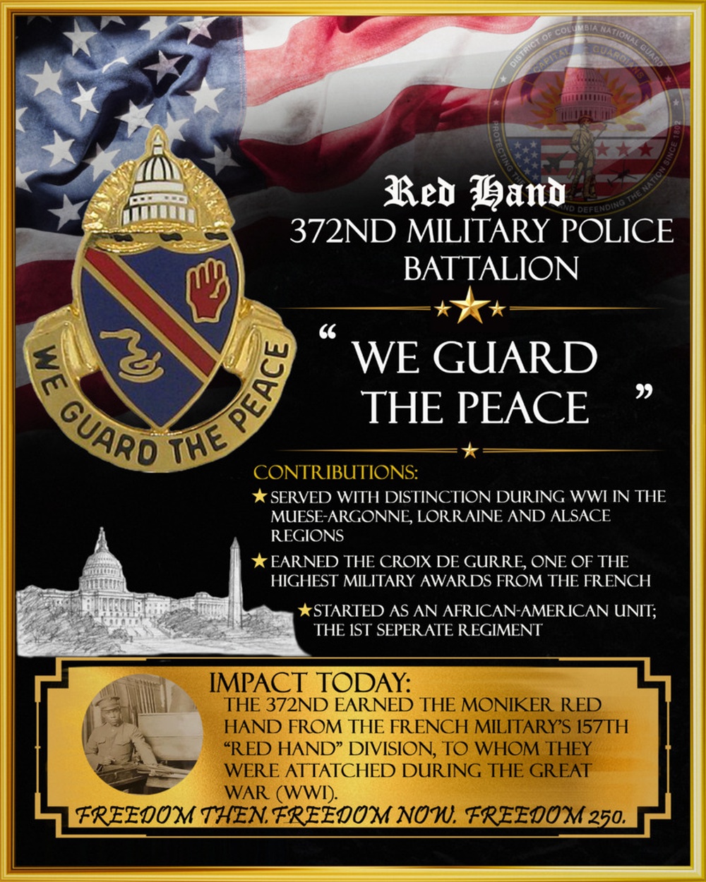 Freedom 250 Campaign- 372nd Military Police Battalion, Red Hand