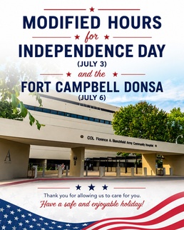 BACH Announces Available Services Independence Day Federal Holiday, Fort Campbell DONSAs