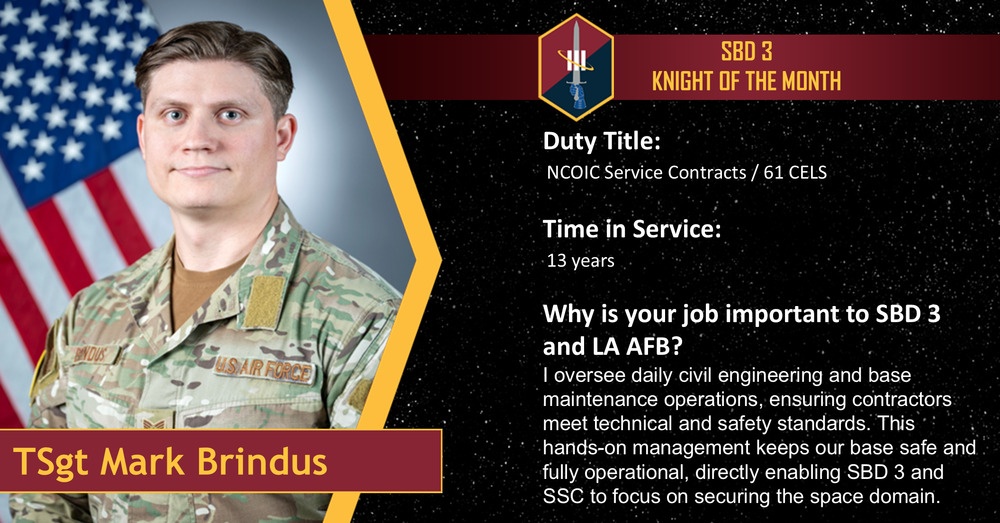July 2026 Knight of the Month Tech. Sgt. Mark Brindus