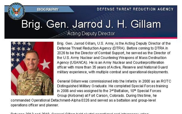 Brigadier General Jarrod J. H. Gillam Biography