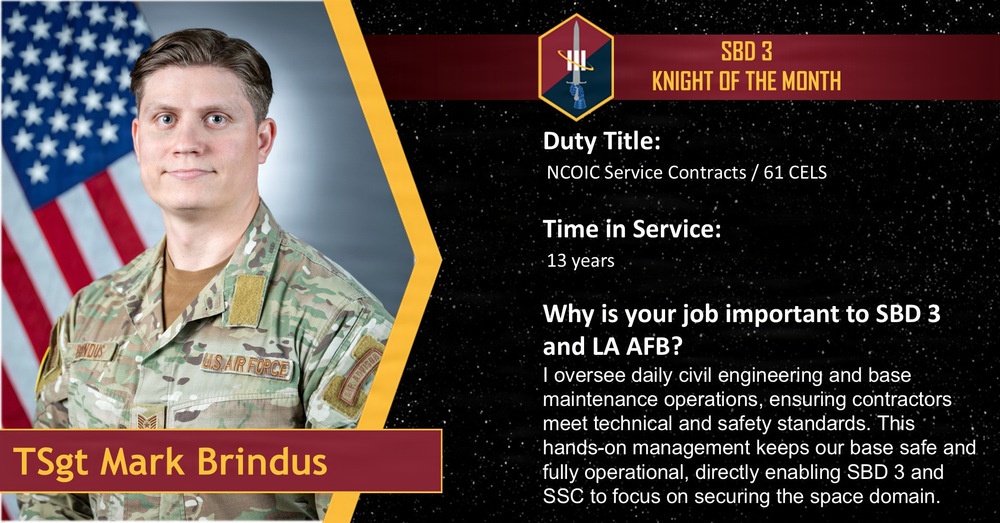 July 2026 Knight of the Month TSgt Brindus