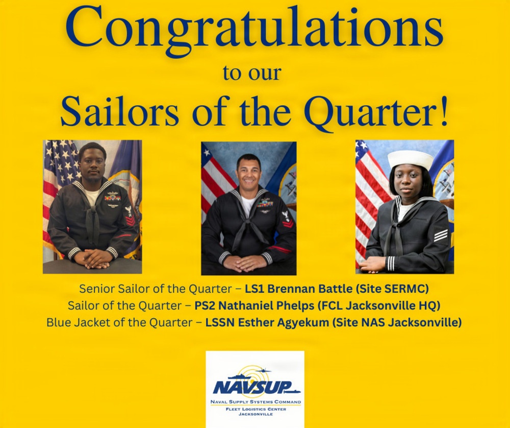 Sailors of the Quarter for the third quarter for fiscal year 2026