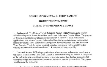 FONSI Seismic Experiment at Teton Dam 2014
