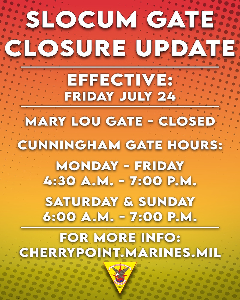Slocum Gate Closure Update