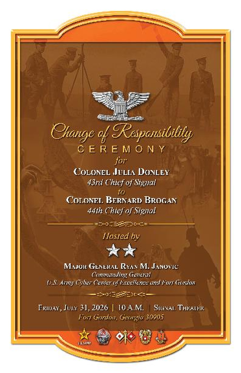 U.S. Army Signal School Change of Responsibility Ceremony Program