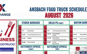 Food Truck Schedule Ansbach August 2026
