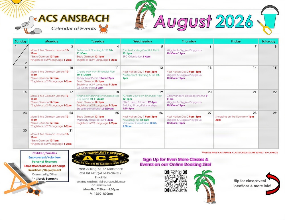 ACS August 2026 Calendar