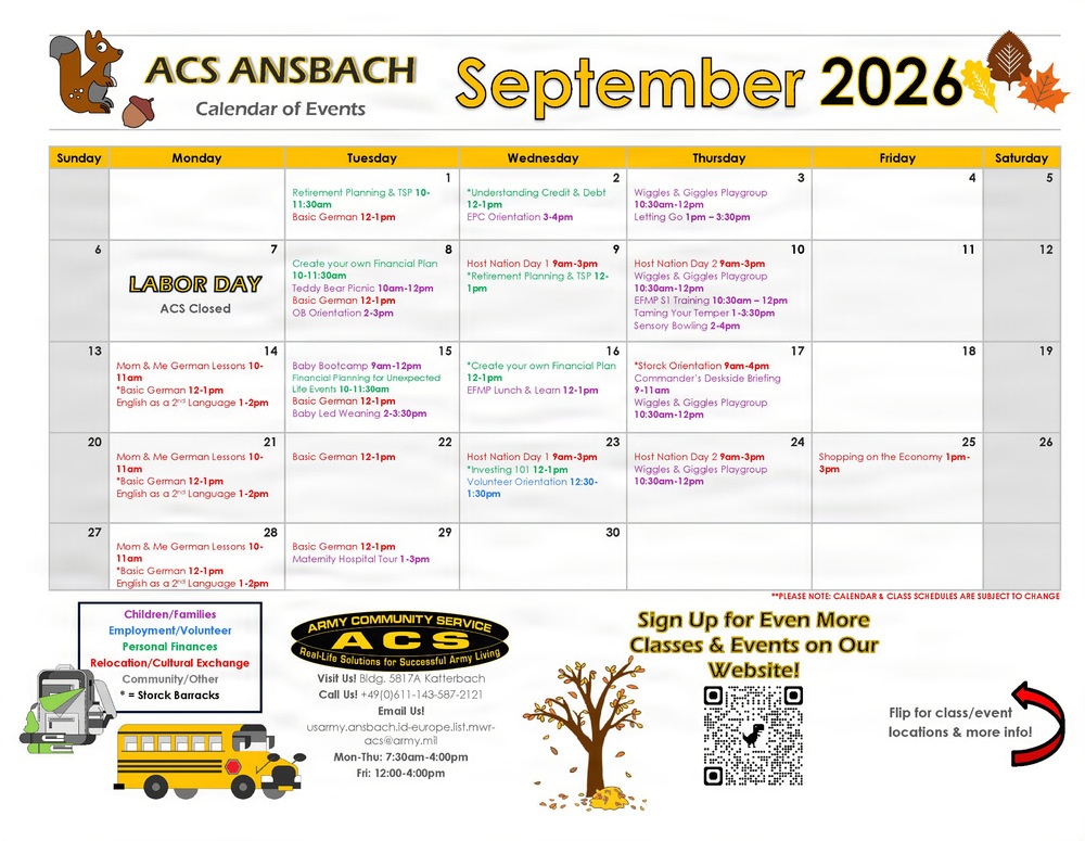 ACS September 2026 Calendar