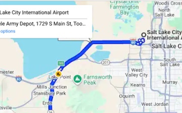 Map to Tooele Army Depot