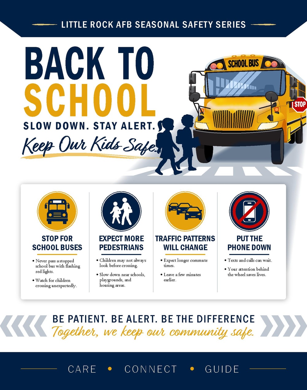 Little Rock AFB launches seasonal safety series with back-to-school awareness graphic