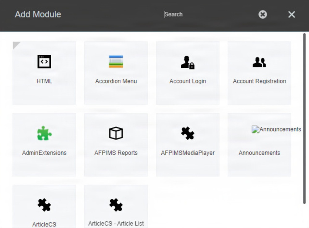 Add/Copy/Delete Modules