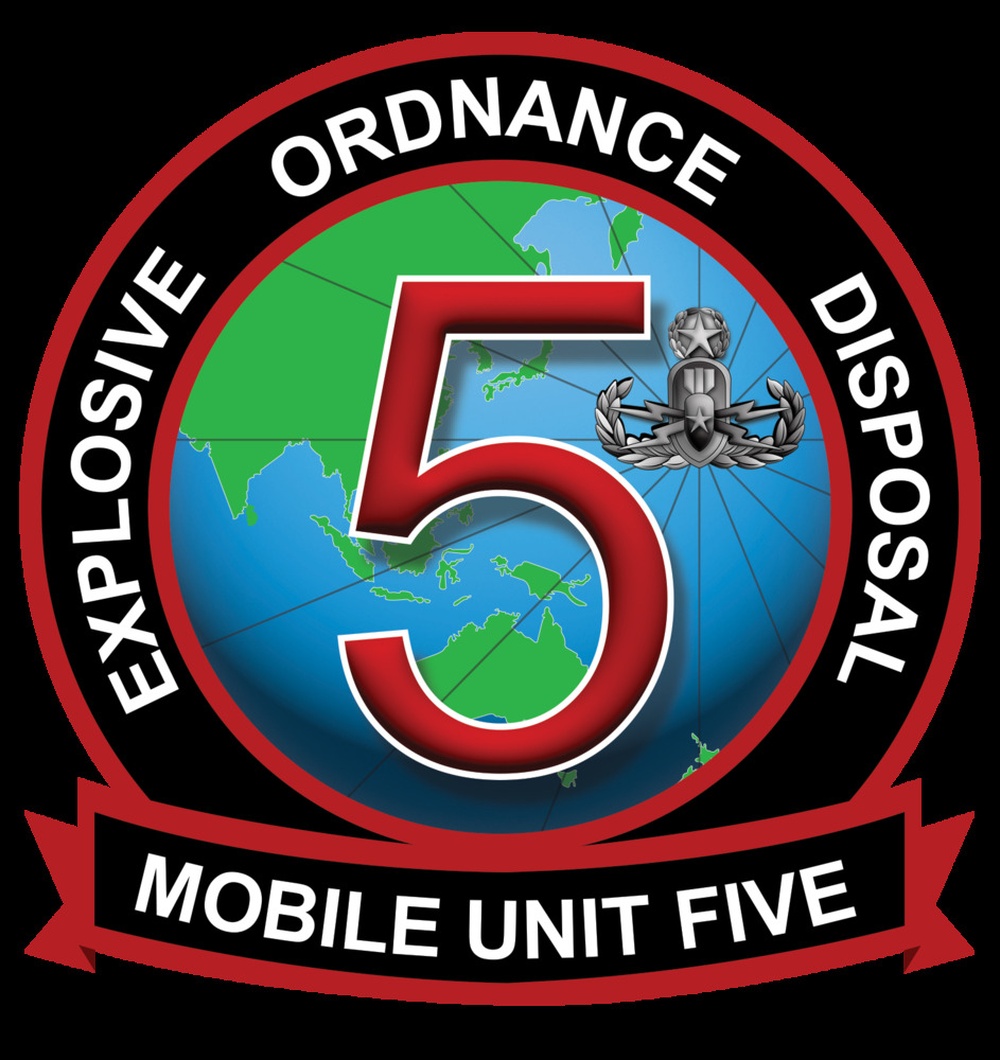 The official command logo of Explosive Ordnance Disposal Mobile Unit (EODMU) 5