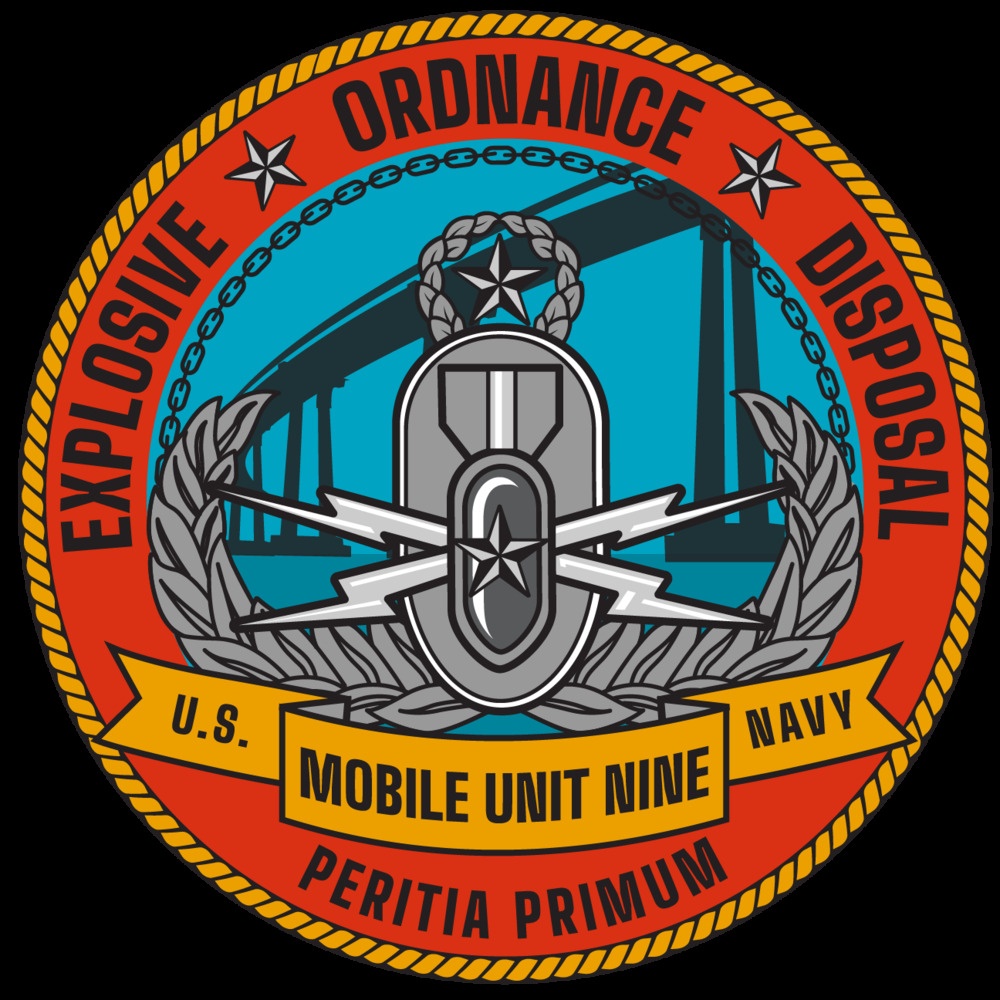 The official command logo of Explosive Ordnance Disposal Mobile Unit (EODMU) 9