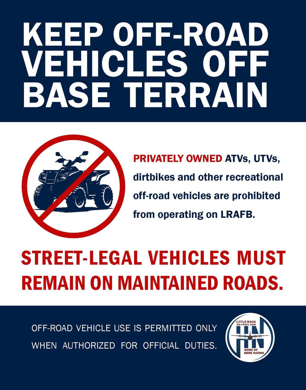 Little Rock AFB graphic reinforces off-road vehicle restrictions