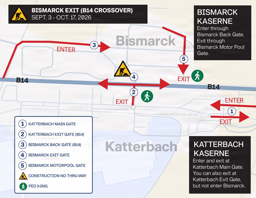 Bismarck Kaserne temporary exit gate traffic