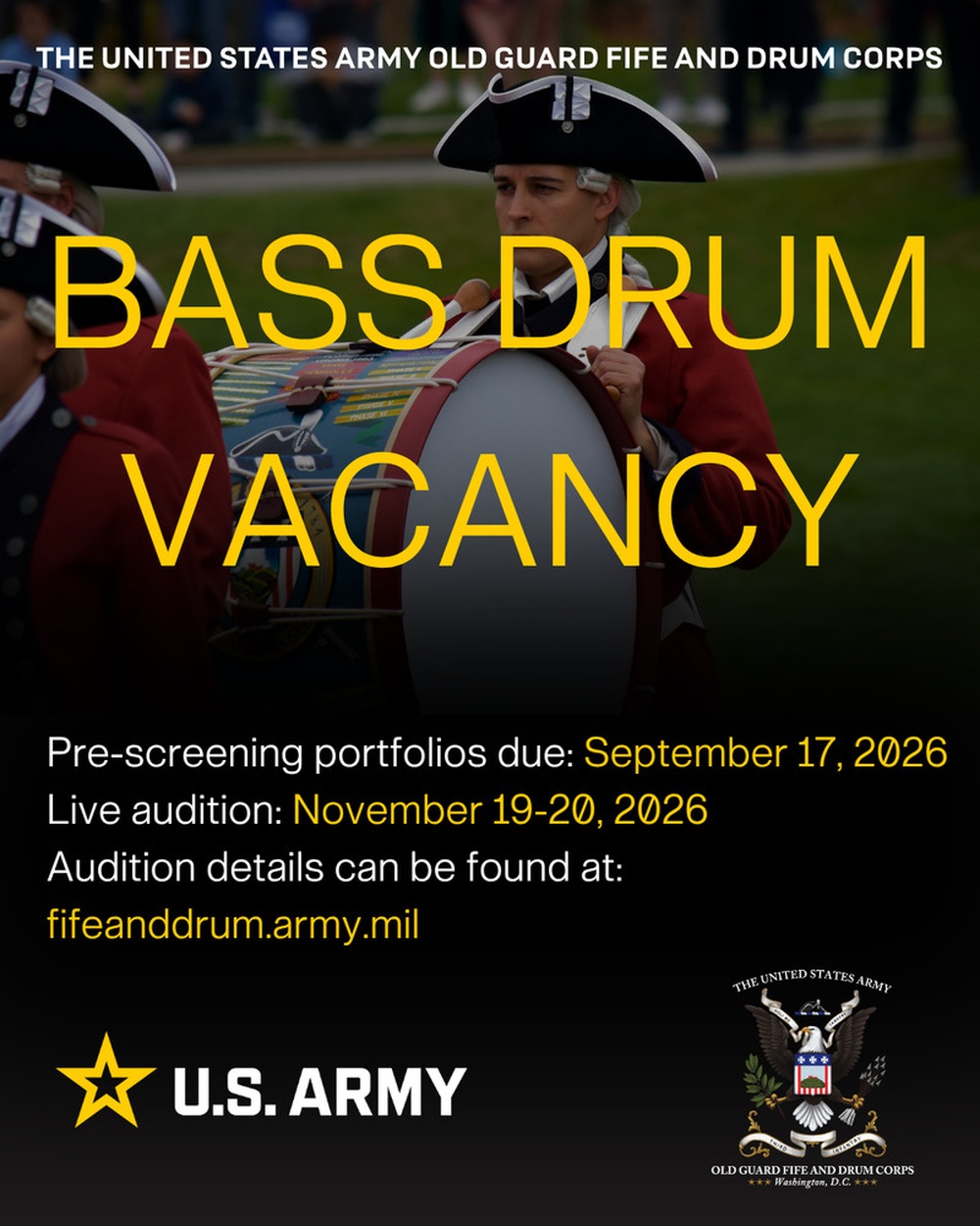 Bass Drum Musician Vacancy 2026