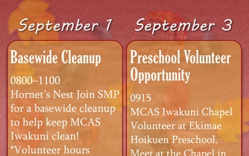 2026 September Event Calendar for MCAS Iwakuni