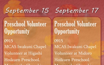 2026 September Event Calendar for MCAS Iwakuni
