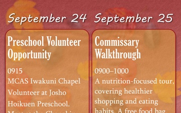 2026 September Event Calendar for MCAS Iwakuni