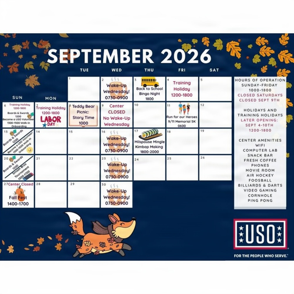 USO Ansbach calendar - Sept 2026