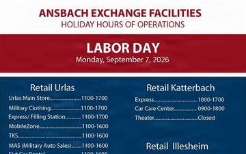 Ansbach Exchange holiday hours - Labor Day