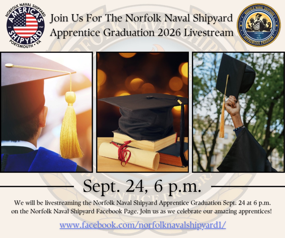 Norfolk Naval Shipyard Hosting Apprentice Graduation 2026 Livestream Sept. 24