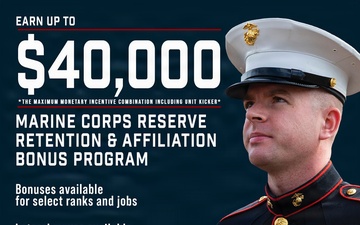 U.S. Marine Corps Reserve Retention &amp; Affiliation Bonus Program Recruitment Poster — MARADMIN 377/26