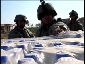 Soldiers Give Food and water
