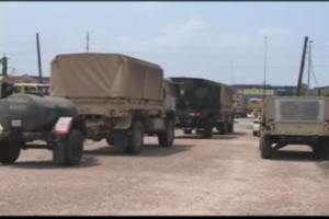 Louisiana National Guard Stages Vehicles Upon Arrival in New Orleans