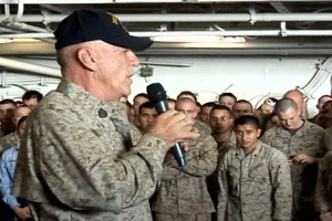 R. Lee Ermey Visits Troops on the USS Iwo Jima