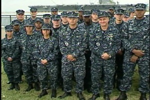 Commissioning of USS George HW Bush with Navy Sailors