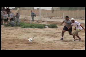 U.S. Soldiers and Iraqi Federal Police Play a Recreational Soccer Game