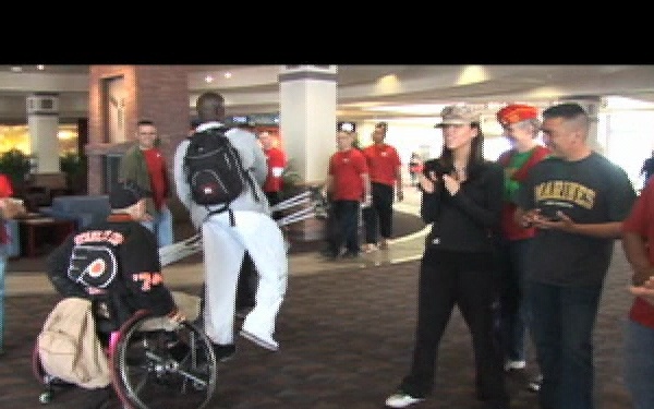 Warrior Games Staff and Marine Corps League Members Greet Warrior Games Ath